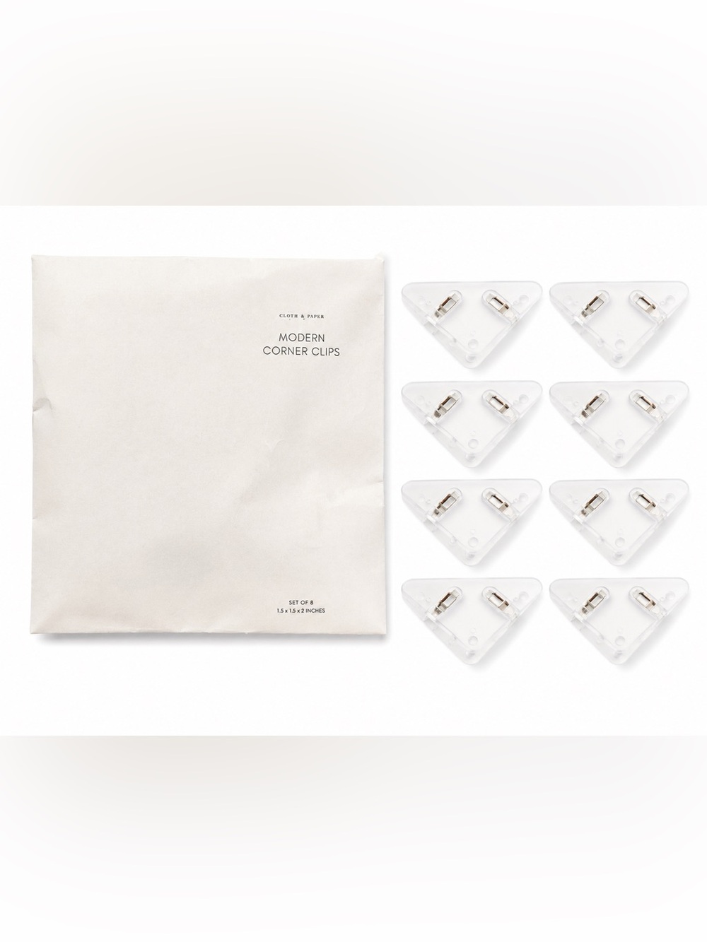 Cloth and Paper (C&P) Modern Corner Clips - Clear Acrylic (Set of 8)